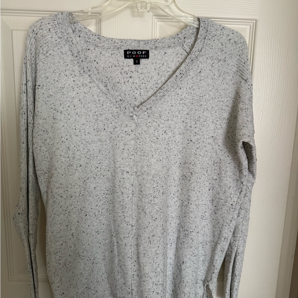 Poof! Women's Speckled Gray V-Neck Sweater